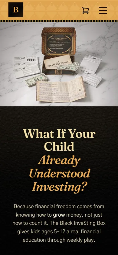 Black Investing Box home page on a phone