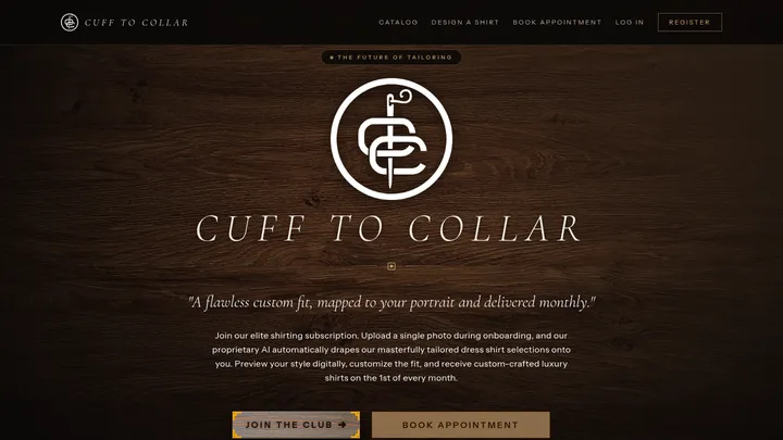 Cuff to Collar home page on desktop
